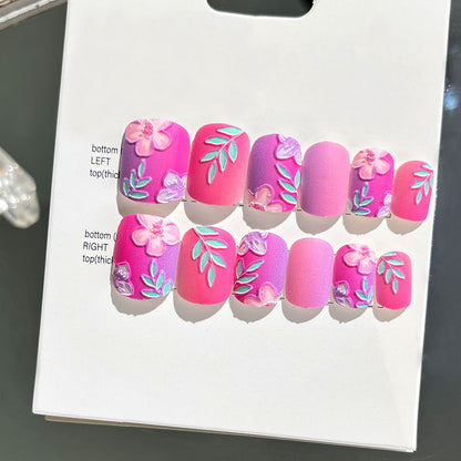 Wearable manicure finished nail patches for adults short bridal style embossed nude color 2023 new nail patches 