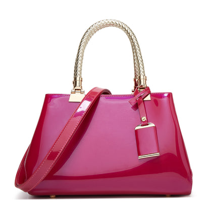 Patent leather women's bag 2023 spring and summer new glossy handbag European and American large-capacity cross-body women's fashion bride wedding bag 