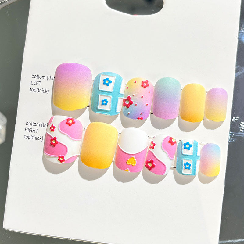 Wearable manicure finished nail patches for adults short bridal style embossed nude color 2023 new nail patches 