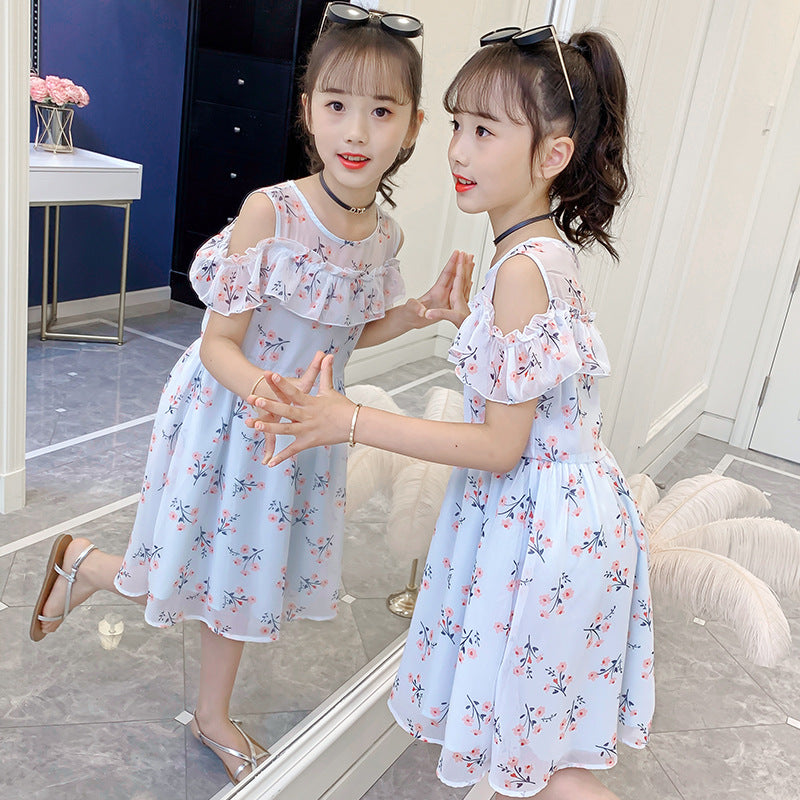 မိန်းကလေးများ နွေရာသီ ၀တ်စုံ 2024 အသစ် ကလေး အပွင့်ပါးပါး မင်းသမီး ၀တ်စုံ ကိုရီးယား ပုံစံ အနောက်တိုင်း ပုံစံ ၀တ်စုံ 