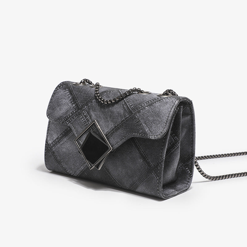 2023 new color and ink gradient small square bag, fashionable and personalized rhombus embossed chain crossbody women's bag, drop shipping 