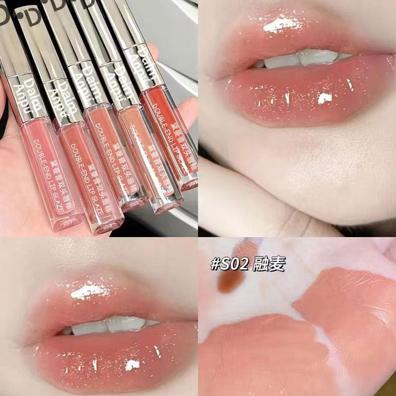 Daimanpu square tube double-ended mirror lip glaze is not easy to stick to the cup. Student moisturizing lip gloss lip gloss water gloss lipstick cross-border 