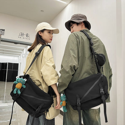 Hip-hop fashion brand men's workwear bag single shoulder large capacity crossbody bag student Ruiying trendy shoulder bag female postman functional bag 