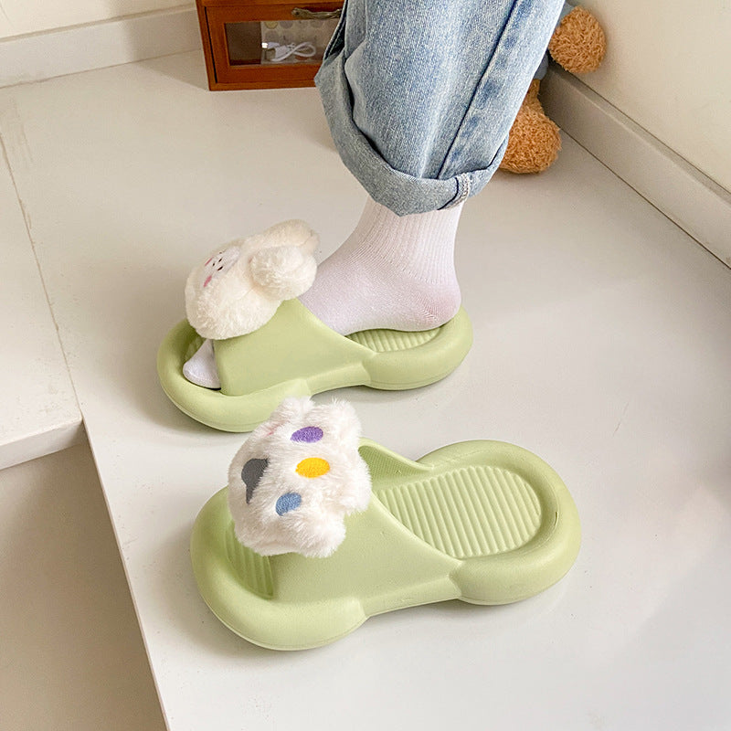 Cartoon rabbit stepping on feces feeling slippers female summer wear non-slip soft bottom student indoor home home bedroom sandals 