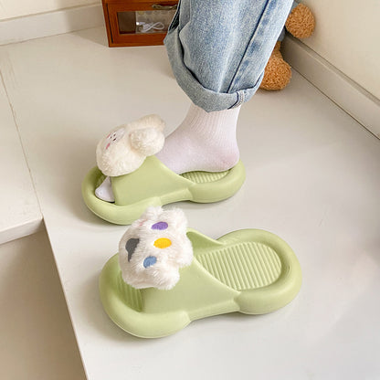 Cartoon rabbit stepping on feces feeling slippers female summer wear non-slip soft bottom student indoor home home bedroom sandals 