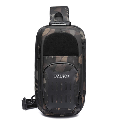 ozuko black crossbody bag large capacity sports men's chest bag outdoor tactical multifunctional men's bag shoulder bag 