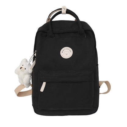 Japanese ins girl backpack Korean version junior high school student school bag female trendy large capacity solid color nylon handbag 