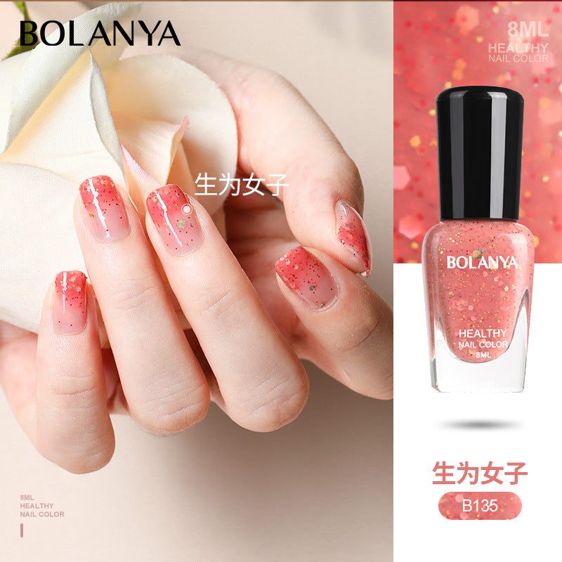 Water-based children's nail polish long-lasting nude transparent nail polish no-bake fast-drying tear-off nail polish wholesale full set 