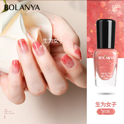 Water-based children's nail polish long-lasting nude transparent nail polish no-bake fast-drying tear-off nail polish wholesale full set 