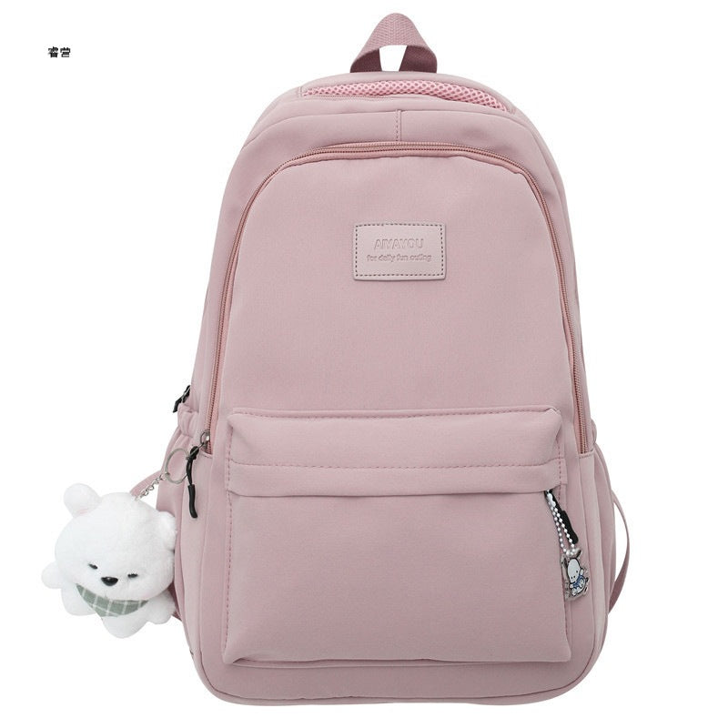 Solid color backpack for women 2023 new style middle school girl girl large capacity high school bag college girl simple backpack 