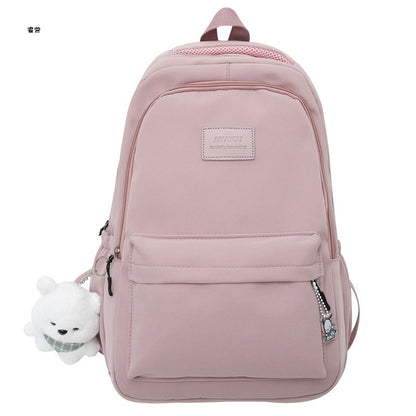 Solid color backpack for women 2023 new style middle school girl girl large capacity high school bag college girl simple backpack 