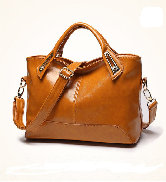 Bags 2023 New Fashion Simple Women's Bag Oil Waxed Leather Women's Shoulder Crossbody Handbag Wholesale Handbag Leather Bag 