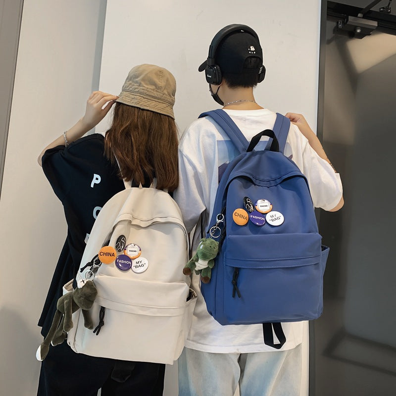 2023 new Korean version Harajuku ulzzang middle school student schoolbag simple large capacity Japanese solid color campus backpack