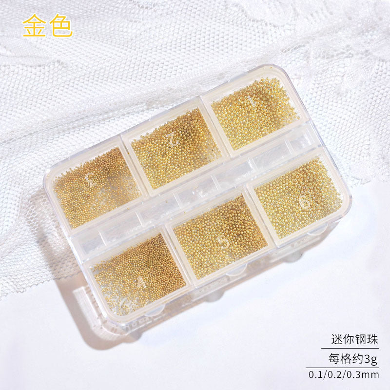 Nail Art Accessories Internet Celebrity 2023 New Mixed Pearl Flowers Flat Bottom Diamond Steel Beads Gold Foil as Nail Decorations 