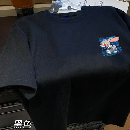 重磅纯棉美式复古短袖t恤男夏季潮牌潮流白色印花打底衫大码体恤