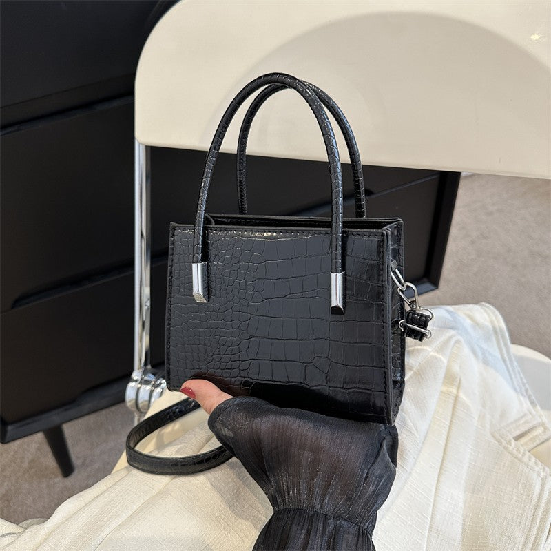 2023 New Trendy Fashion Stone Pattern Large Bag Casual Shoulder Bag Large Capacity Western Style Solid Color Handheld Tote Bag 