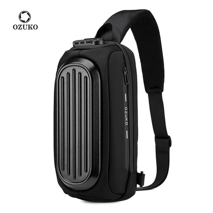 Ozuko's new anti-theft men's chest bag hard shell waterproof men's bag tactical chest bag men's crossbody chest bag 