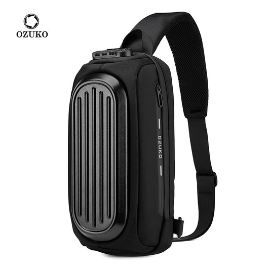Ozuko's new anti-theft men's chest bag hard shell waterproof men's bag tactical chest bag men's crossbody chest bag 