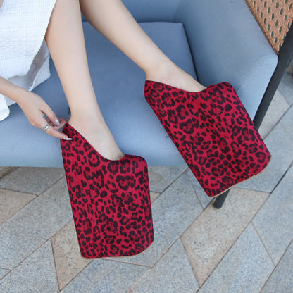 Geisha Oiran performing cross-dressing male Amazon fashion ladies wedge with large size high heels leopard suede waterproof platform 