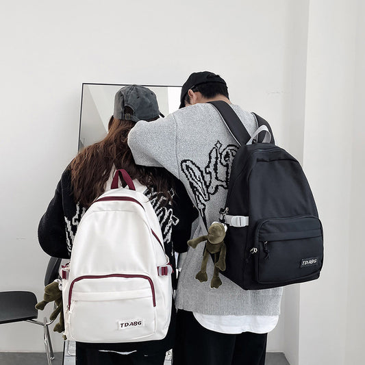 Fashionable and simple backpack for female high school students, forest-style Harajuku contrasting color trend ins Japanese casual backpack for men 