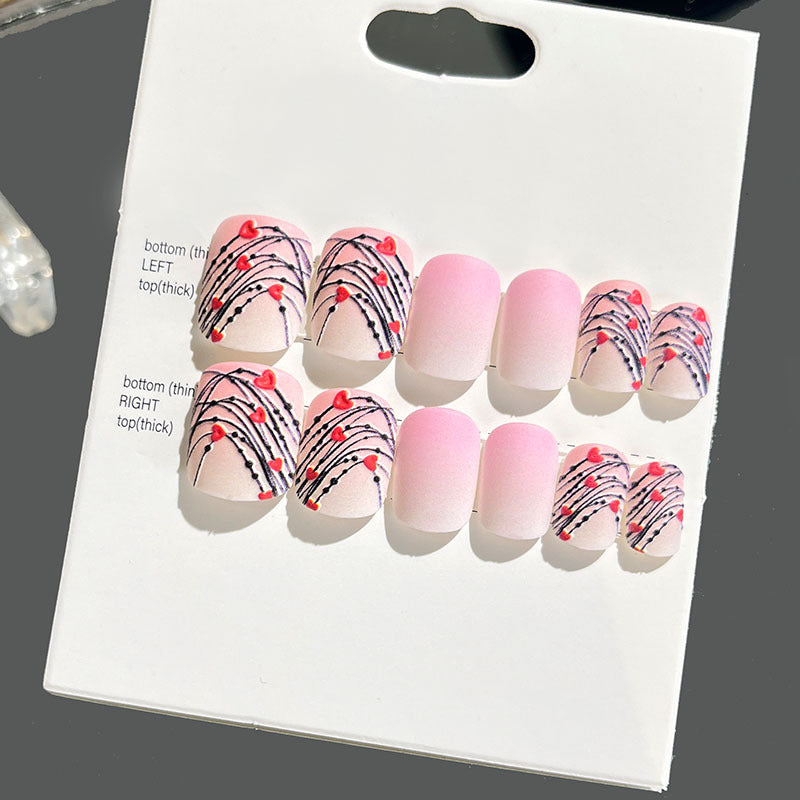 Wearable manicure finished nail patches for adults short bridal style embossed nude color 2023 new nail patches 