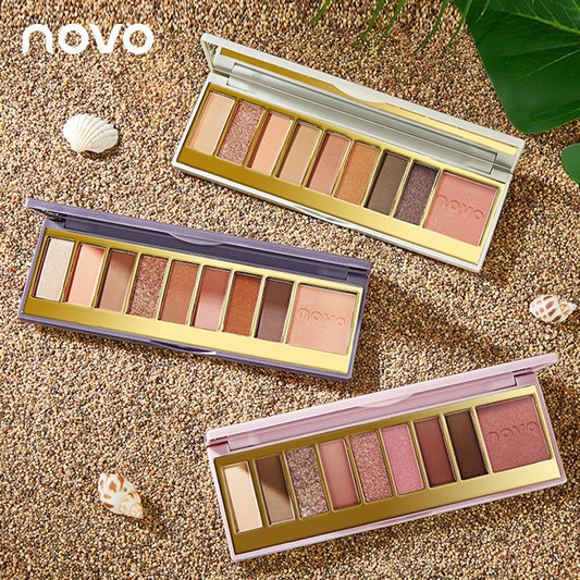 NOVO Romantic Country Nine Color Eyeshadow Palette Glitter Powder Pearlescent Sequins Makeup Palette Delicate Earth Color Eyeshadow Wholesale