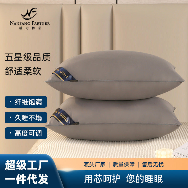 Hilton feather velvet five-star hotel pillow core household cervical pillow single hotel health care neck pillow wholesale 
