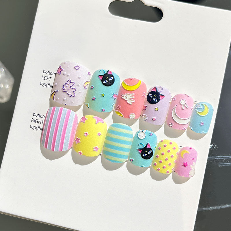 Wearable manicure finished nail patches for adults short bridal style embossed nude color 2023 new nail patches 