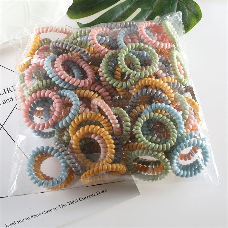 Korean version of the telephone cord hair circle women's hair rope solid color bright surface simple rubber band hair accessories net red head rope wholesale 