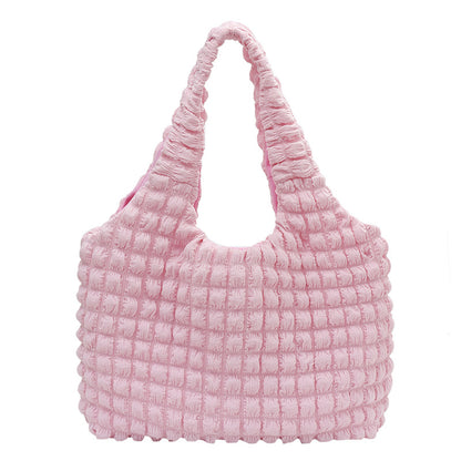 Korean ins girly style cloud puff flower shoulder bag women 2023 new summer canvas simple handbag 