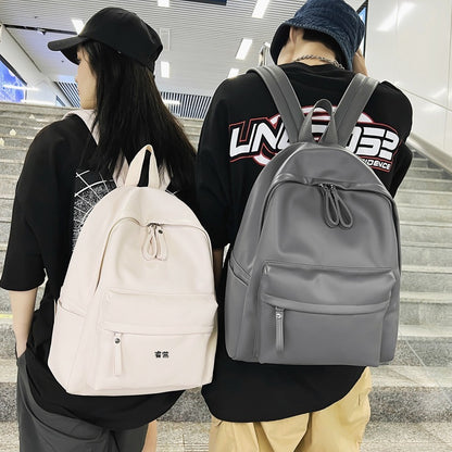 Backpack for women, Korean style Harajuku college student schoolbag, junior high school student simple solid color large capacity student backpack 