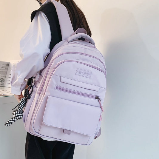 双肩包男生大容量百搭旅行睿营背包初中高中大学生简约新款书包女