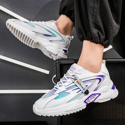 Men's shoes 2023 new summer breathable mesh shoes all-match small white men's sports and leisure increase daddy ins trendy shoes