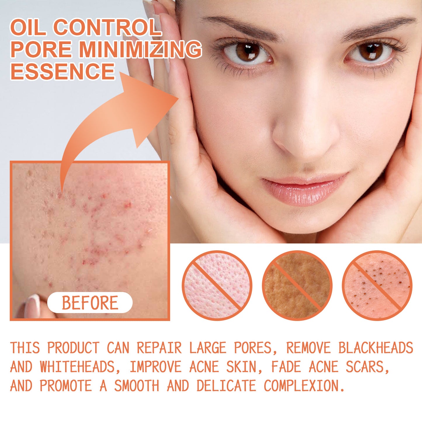 OUHOE Pore Repair Essence delicately brightens skin tone, shrinks pores, hydrates, moisturizes, and tightens skin. 