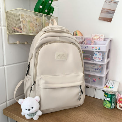 Solid color backpack for women 2023 new style middle school girl girl large capacity high school bag college girl simple backpack 
