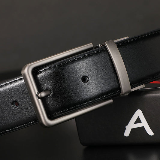 ခါးပတ် ယောက်ျားသားရေ pin buckle နှစ်ထပ် cowhide ခါးပတ် ယောက်ျားပျိုစီးပွားရေးဂျင်းဘောင်းဘီ ခေတ်စားလူငယ်ခါးပတ်