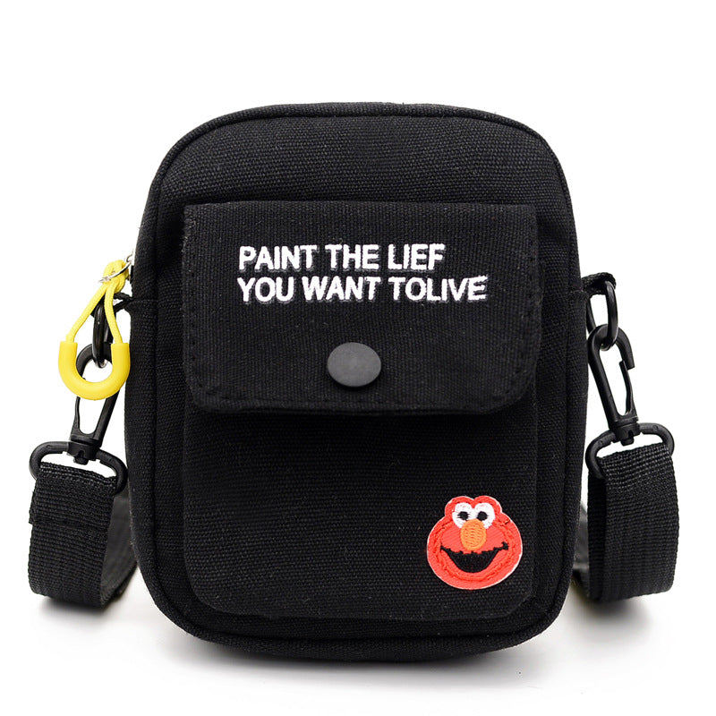 Korean version ins canvas crossbody bag women's bag new 2020 internet celebrity same style student small fresh hand shoulder bag 