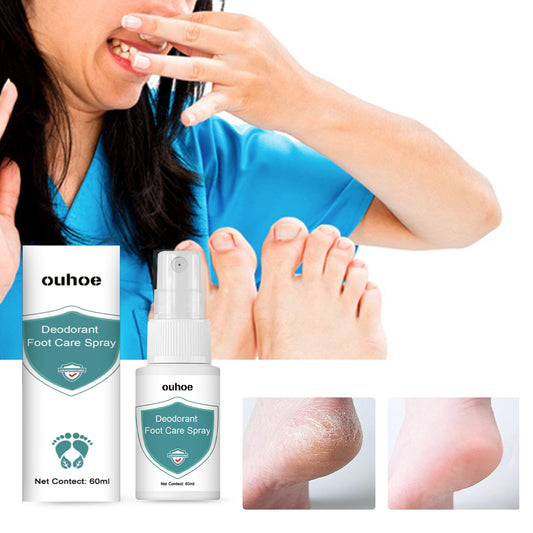 OUHOE foot deodorant spray ၊ ခြေထောက်ယားယံခြင်း ၊ အားကစားသမား ခြေထောက် နှင့် အနံ့ဆိုးများ ခြောက်သွေ့ခြင်း နှင့် အခွံခွာခြင်း ကို ဆန့်ကျင်သော moisturizing care spray ၊
