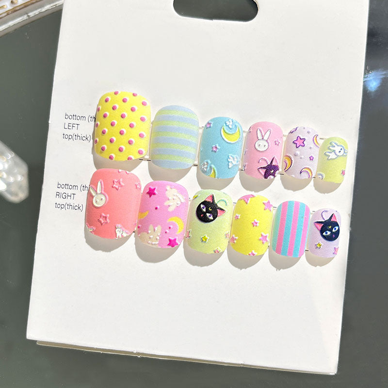 Wearable manicure finished nail patches for adults short bridal style embossed nude color 2023 new nail patches 