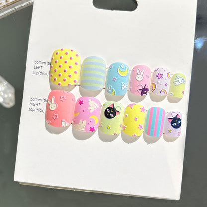 Wearable manicure finished nail patches for adults short bridal style embossed nude color 2023 new nail patches 