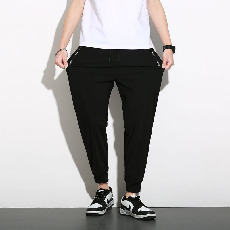 High elastic ice silk trousers men's summer trend thin sports casual pants quick-drying ice silk trousers 8316-TP30 