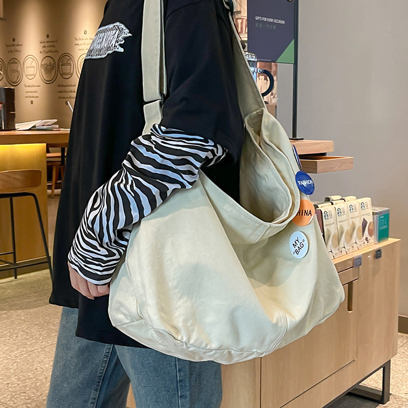 Crossbody bag female college student class bag female dual-use ins style Japanese style large capacity Ruiying canvas bag shoulder bag 