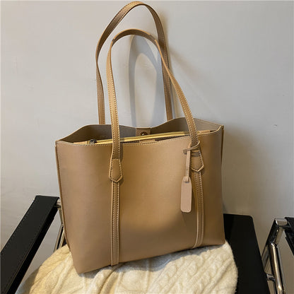 Autumn and winter large bags for women 2021 new Korean style trendy simple large-capacity soft leather tote bag casual versatile shoulder bag 
