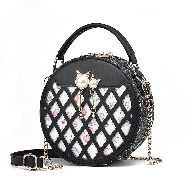 2023 Autumn and Winter Bags Women's New Casual Mobile Phone Bag Crossbody Small Round Bag Women's Trendy Fashion Sweet Chain Bag 