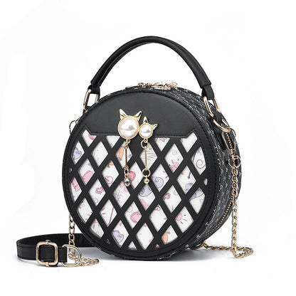 2023 Autumn and Winter Bags Women's New Casual Mobile Phone Bag Crossbody Small Round Bag Women's Trendy Fashion Sweet Chain Bag 