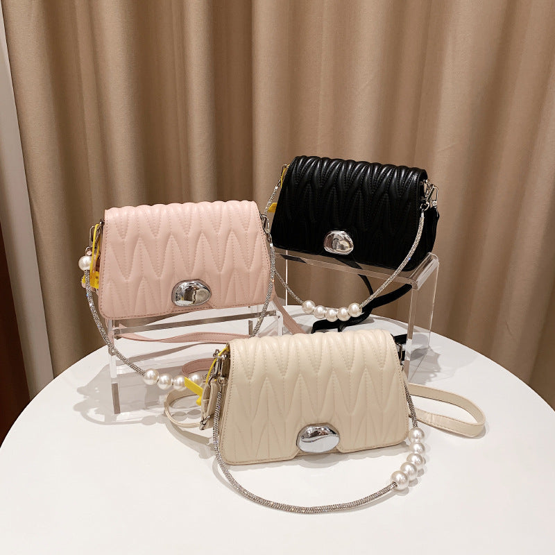 Bags for women 2023 new handbags Korean style fashion rhombus bag chain shoulder bag Miao pleated bag crossbody bag for women 