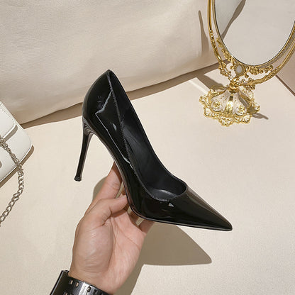 ZS111 nude color large size leather pointed toe ladies small fragrance style high heels single shoes women's shoes French style commuting summer stiletto 