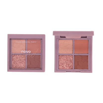 NOVO Sakura Story four-color eyeshadow palette for beginners, beginners, earth-tone daily light makeup eyeshadow palette 