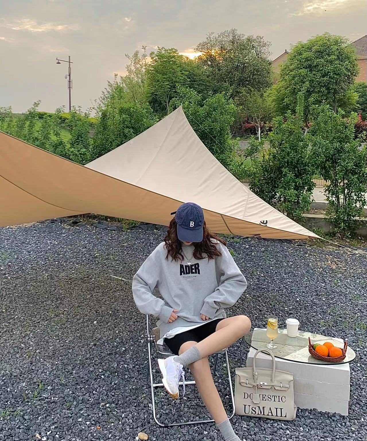 ADER 2022韩国潮牌秋冬新款 刺绣套头圆领卫衣男女同款情侣卫衣