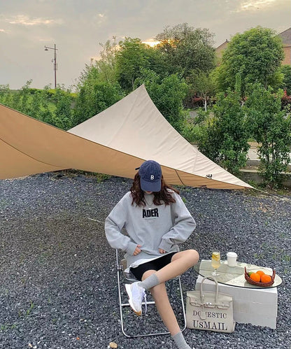 ADER 2022韩国潮牌秋冬新款 刺绣套头圆领卫衣男女同款情侣卫衣